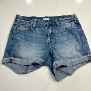 J. Crew Jean Shorts Womens Size 24 Blue Denim Cuffed